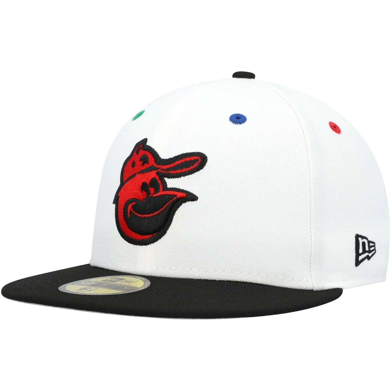 Men's Baltimore Orioles New Era White/Black Primary Eye 59FIFTY Fitted Hat - Image 3