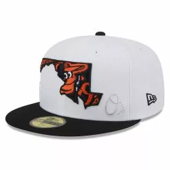 Men's Baltimore Orioles New Era White/Black State 59FIFTY Fitted Hat