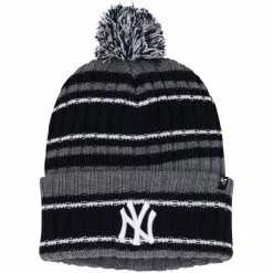 Men's New York Yankees '47 Gray/Black Rexford Cuffed Knit Hat With Pom