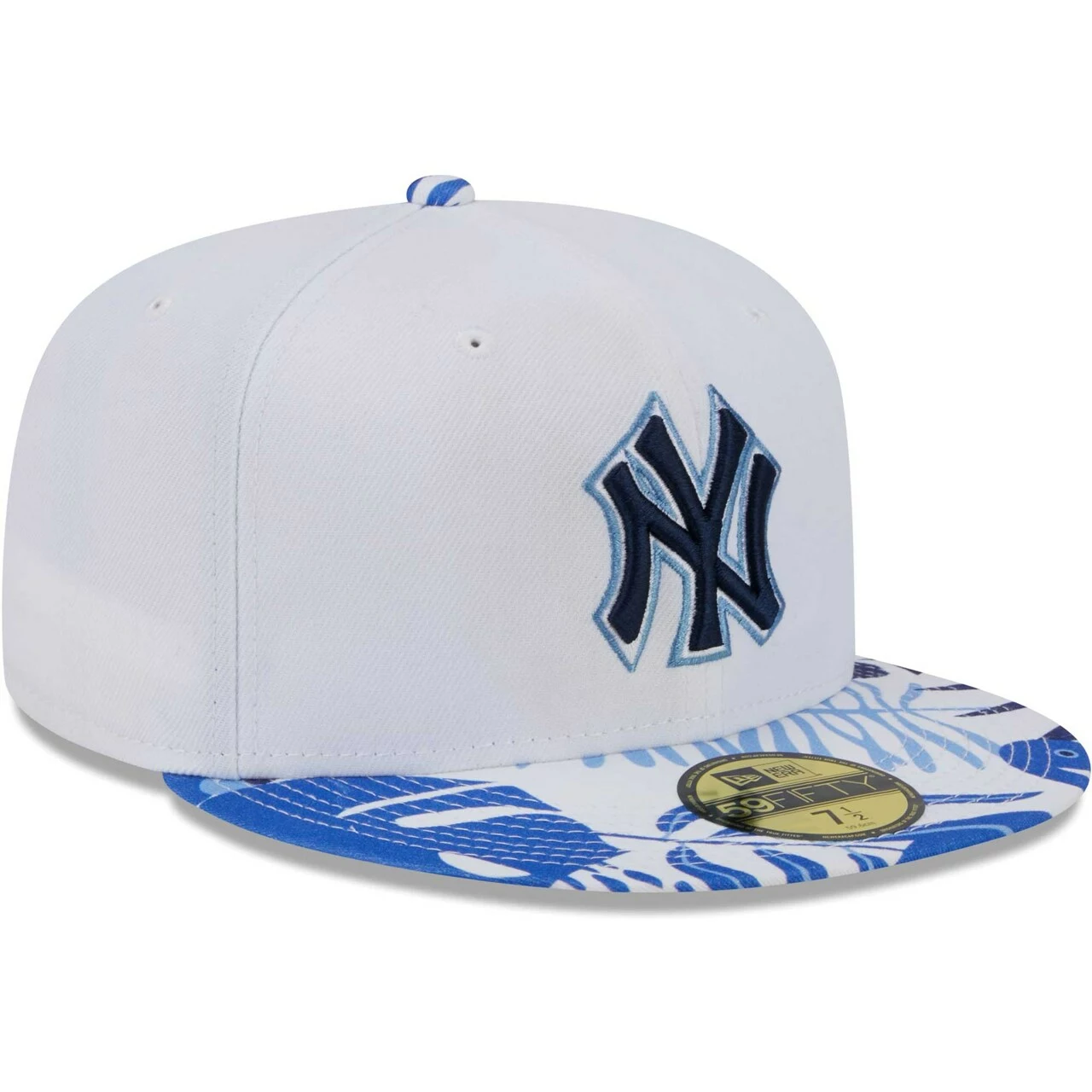 Men's New York Yankees New Era White/Blue Flamingo 59FIFTY Fitted Hat - Image 3