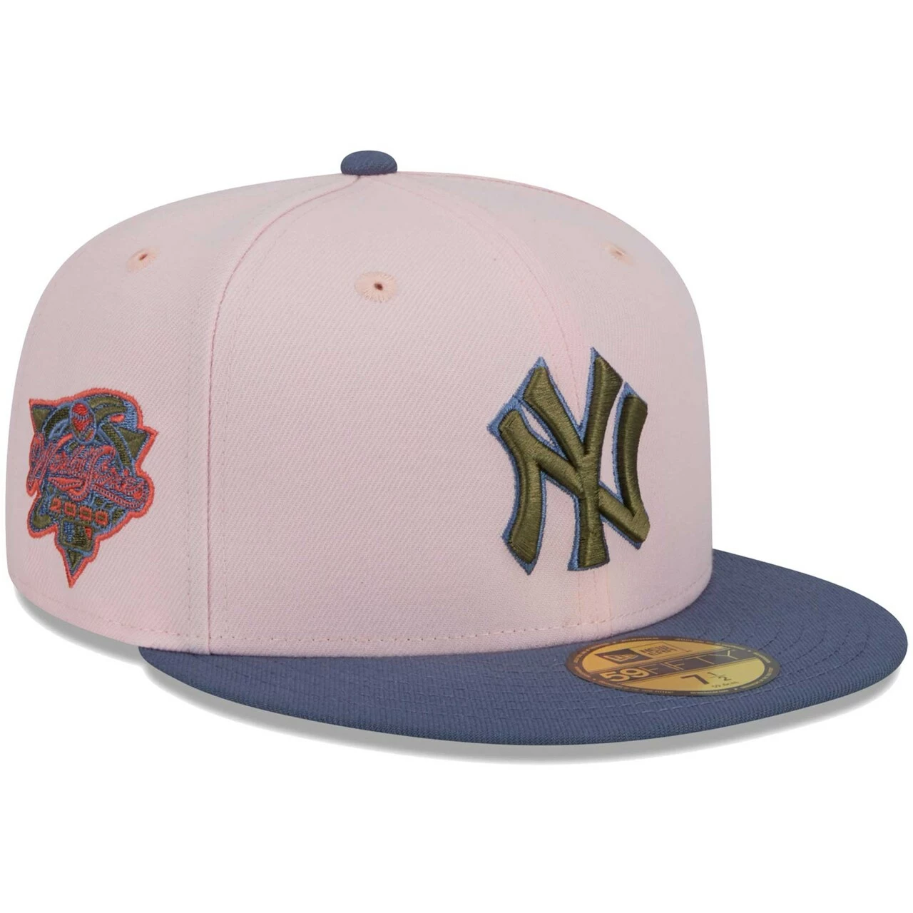 Men's New York Yankees New Era Pink/Blue Olive Undervisor 59FIFTY Fitted Hat