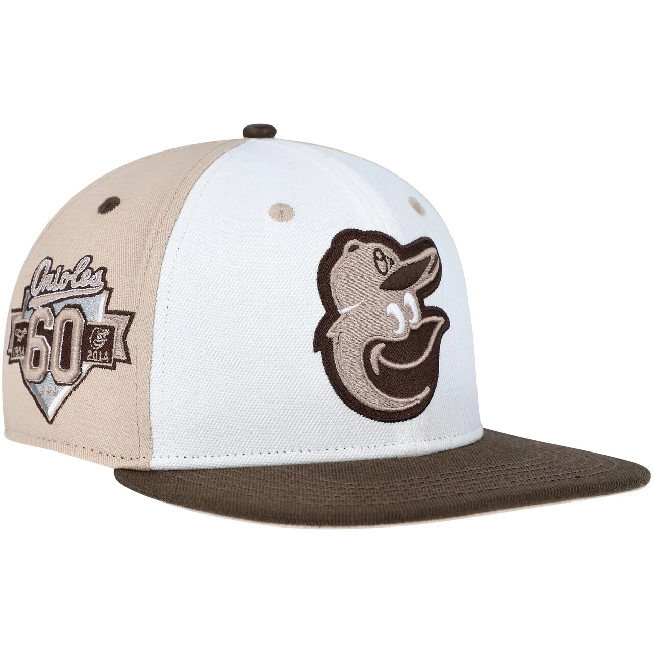 Men's Baltimore Orioles Pro Standard White/Brown Chocolate Ice Cream Drip Snapback Hat