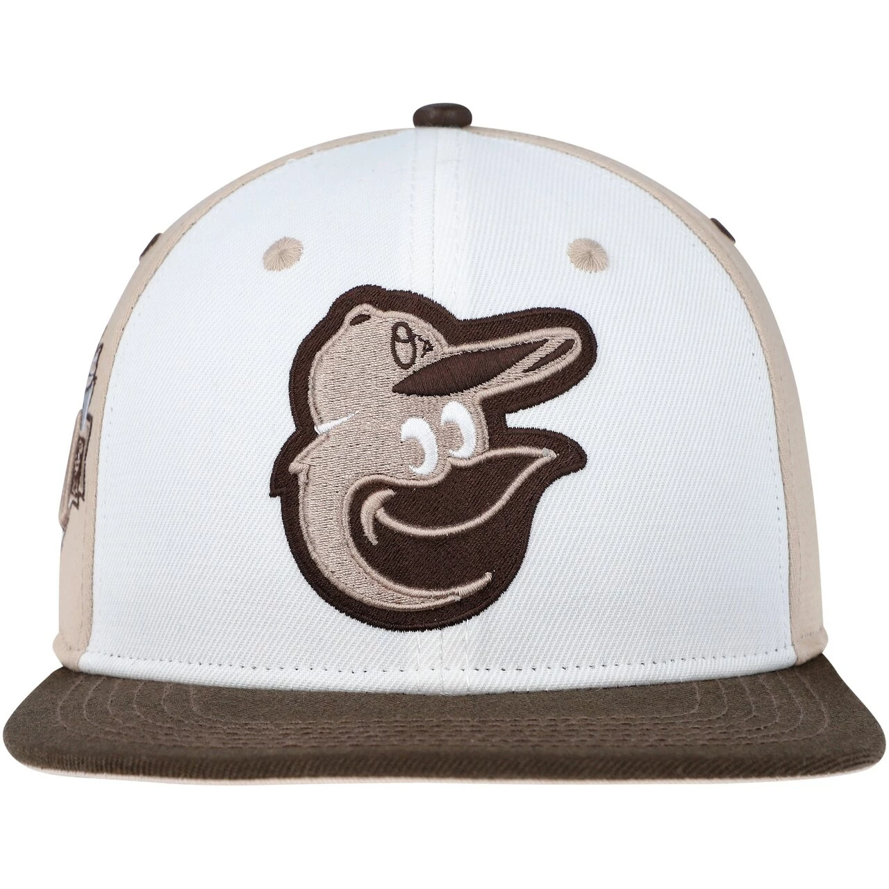 Men's Baltimore Orioles Pro Standard White/Brown Chocolate Ice Cream Drip Snapback Hat - Image 2