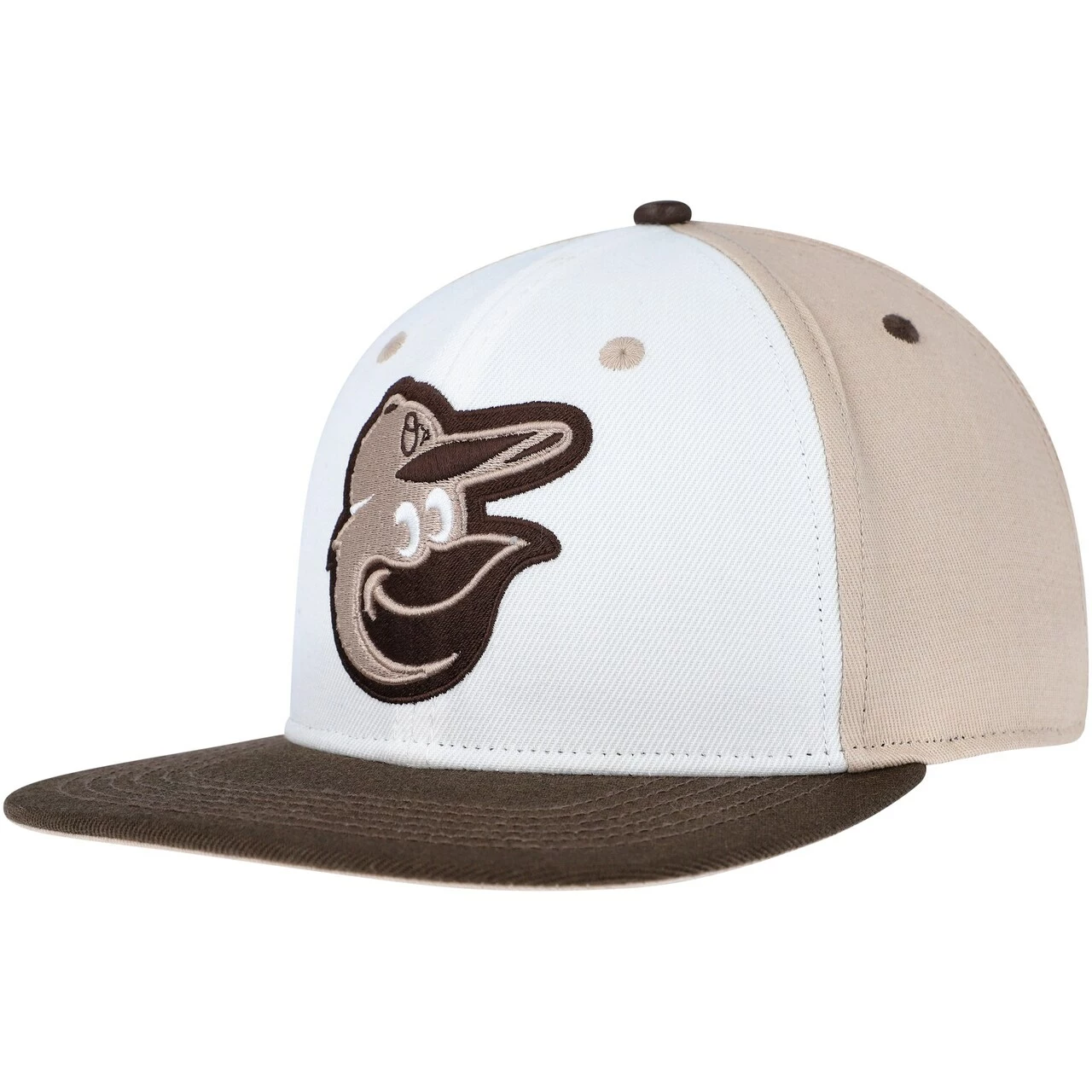 Men's Baltimore Orioles Pro Standard White/Brown Chocolate Ice Cream Drip Snapback Hat - Image 3