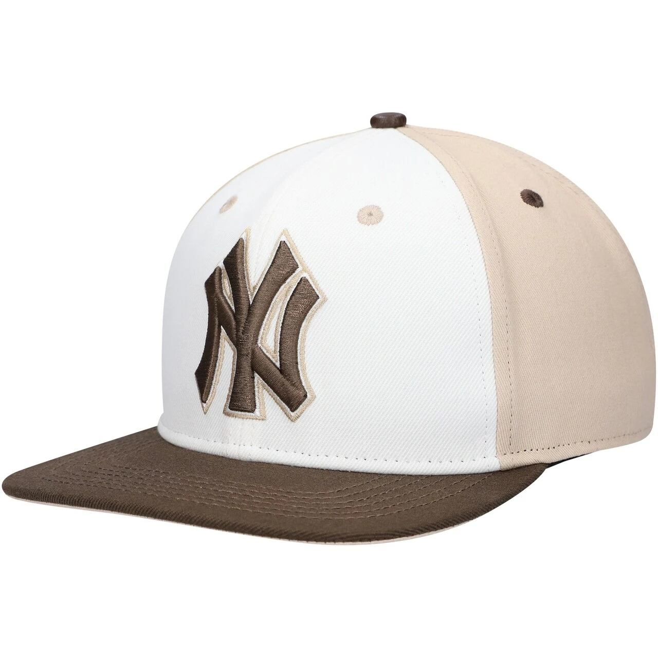 Men's New York Yankees Pro Standard White/Brown Chocolate Ice Cream Drip Snapback Hat - Image 3