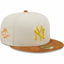 Men's New York Yankees New Era Cream/Brown Corduroy Visor 59FIFTY Fitted Hat