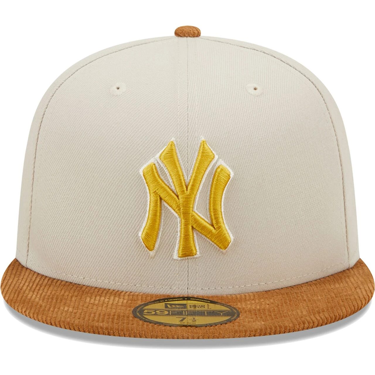 Men's New York Yankees New Era Cream/Brown Corduroy Visor 59FIFTY Fitted Hat - Image 2