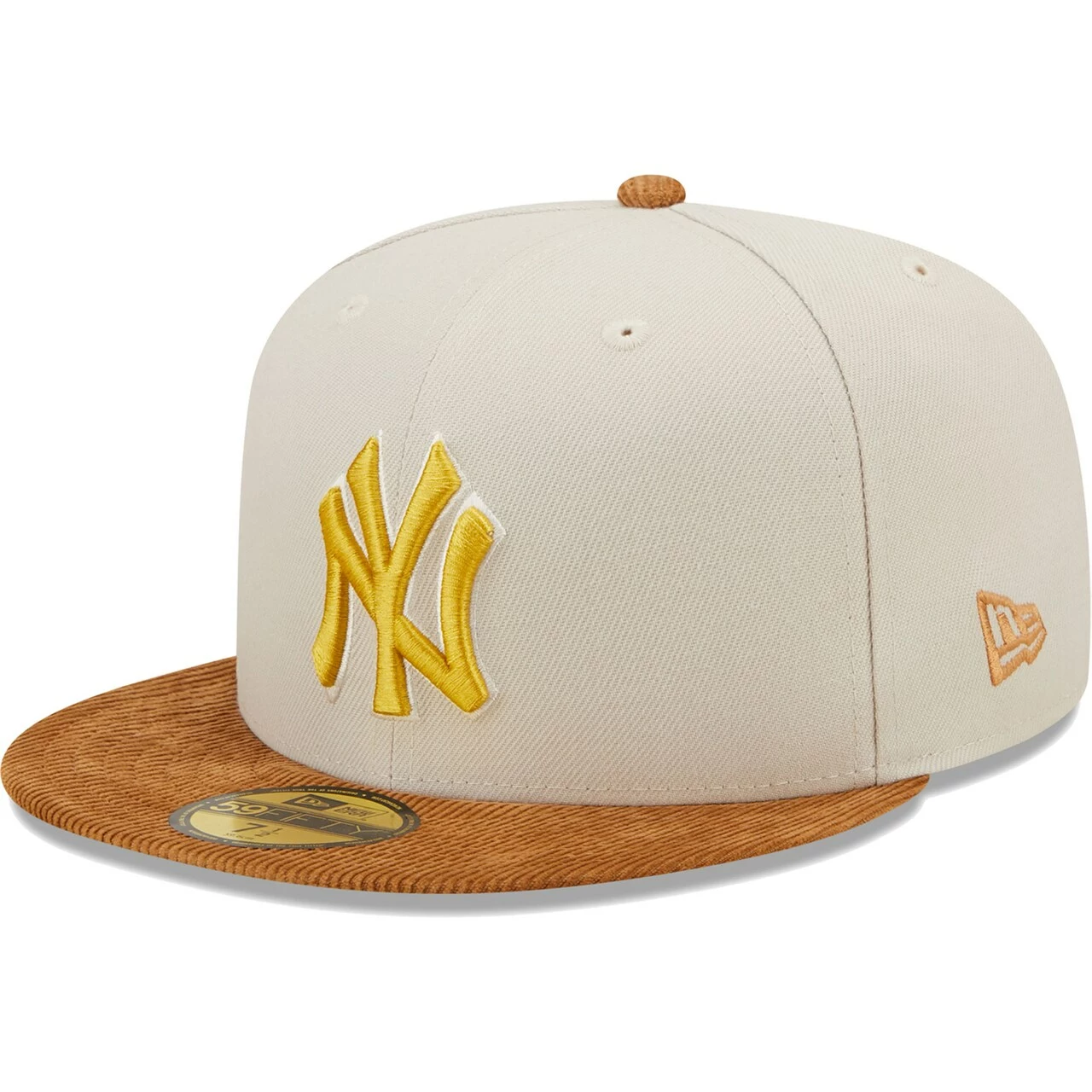Men's New York Yankees New Era Cream/Brown Corduroy Visor 59FIFTY Fitted Hat - Image 3