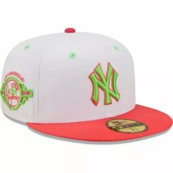 Men's New York Yankees New Era White/Coral 100th Anniversary Strawberry Lolli 59FIFTY Fitted Hat