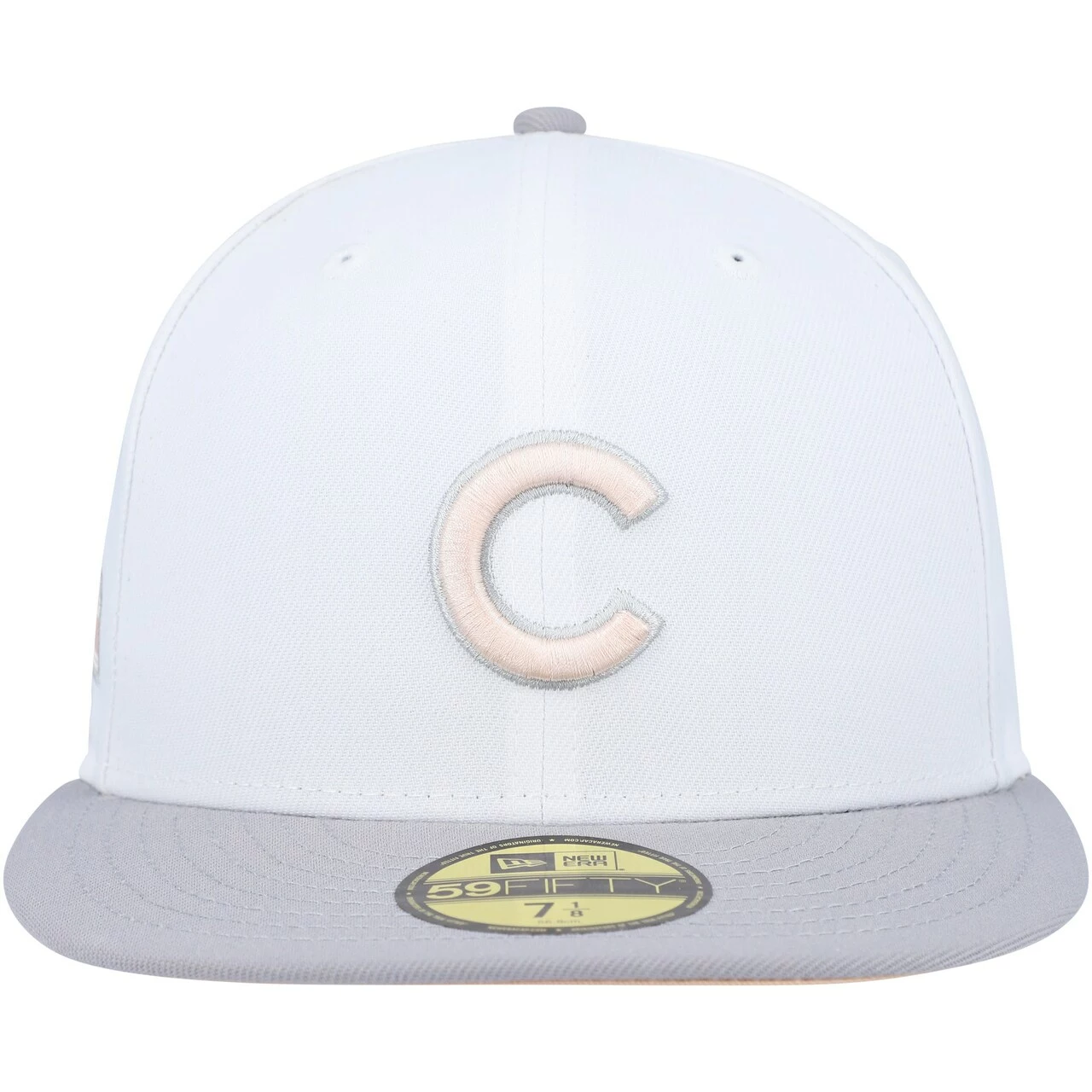 Men's Chicago Cubs New Era White/Gray Wrigley Field Side Patch Peach Undervisor 59FIFTY Fitted Hat - Image 2