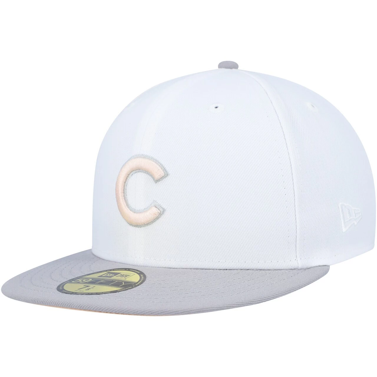 Men's Chicago Cubs New Era White/Gray Wrigley Field Side Patch Peach Undervisor 59FIFTY Fitted Hat - Image 3