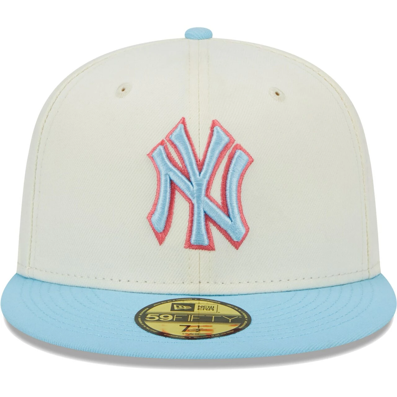 Men's New York Yankees New Era Cream/Light Blue Spring Color Two-Tone 59FIFTY Fitted Hat - Image 2