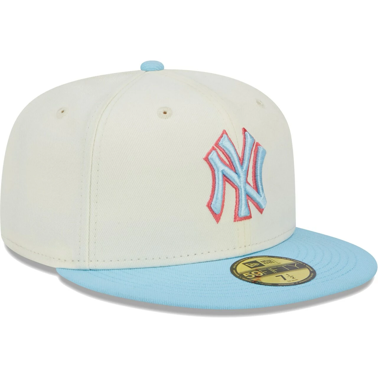 Men's New York Yankees New Era Cream/Light Blue Spring Color Two-Tone 59FIFTY Fitted Hat - Image 3