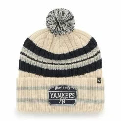 Men's New York Yankees '47 Natural Home Patch Cuffed Knit Hat With Pom
