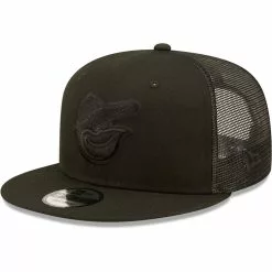 Men's Baltimore Orioles New Era Blackout Trucker 9FIFTY Snapback Hat