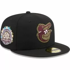 Men's Baltimore Orioles New Era Black 30th Anniversary Spring Training Botanical 59FIFTY Fitted Hat