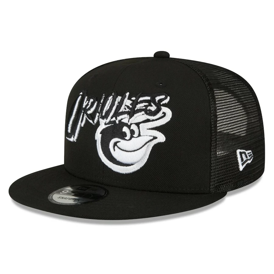 Men's Baltimore Orioles New Era Black Street Trucker 9FIFTY Snapback Hat