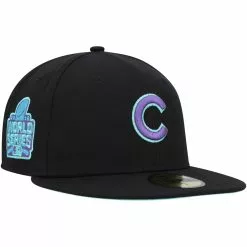 Men's Chicago Cubs New Era Black 2016 World Series Black Light 59FIFTY Fitted Hat