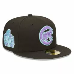 Men's Chicago Cubs New Era Black 2016 World Series Black Light 59FIFTY Fitted Hat