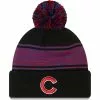 Men's Chicago Cubs New Era Black Chilled Cuffed Knit Hat With Pom
