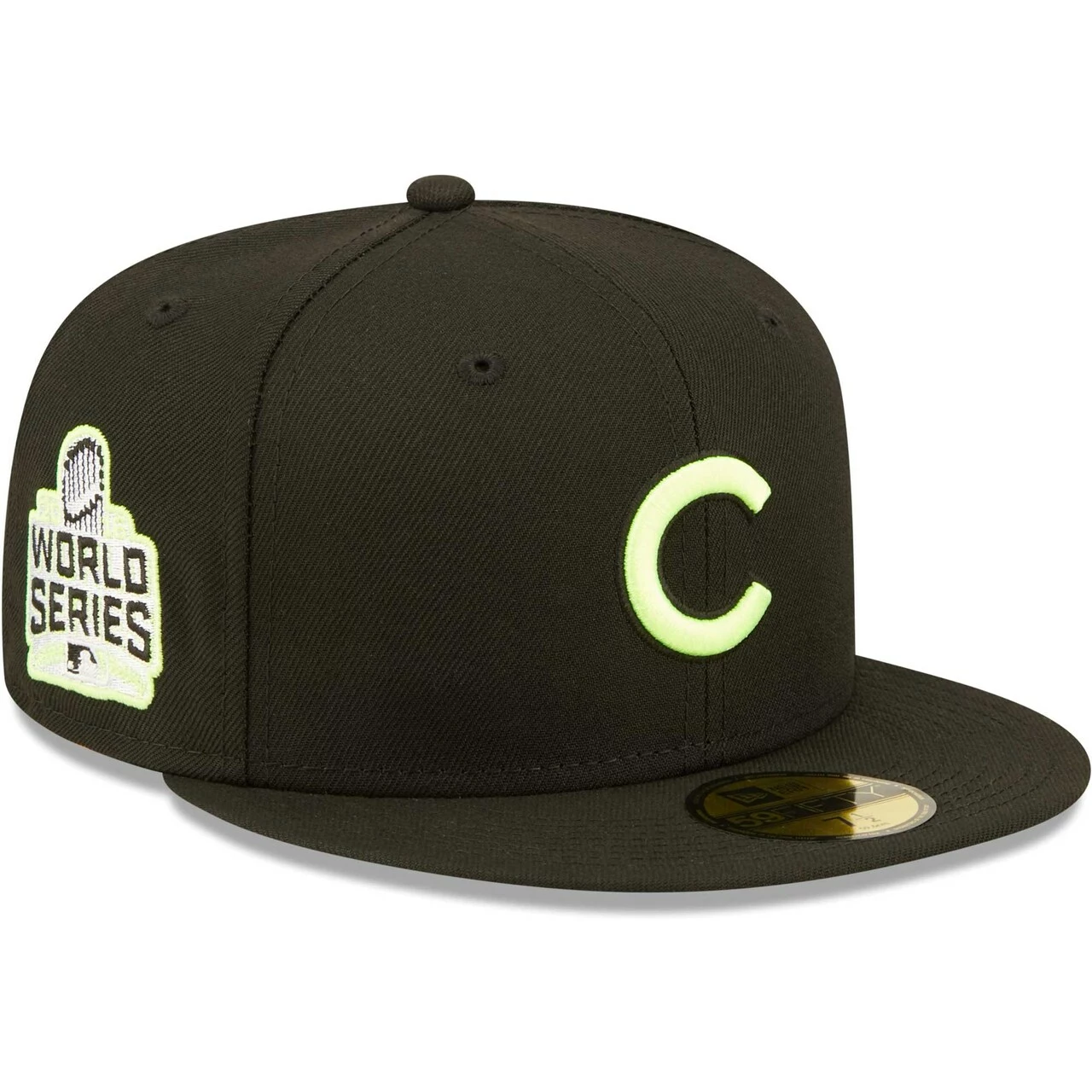 Men's Chicago Cubs New Era Black Summer Pop 2016 World Series 59FIFTY Snake Undervisor Fitted Hat