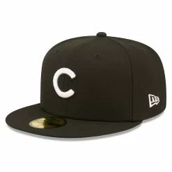 Men's Chicago Cubs New Era Black Team Logo 59FIFTY Fitted Hat