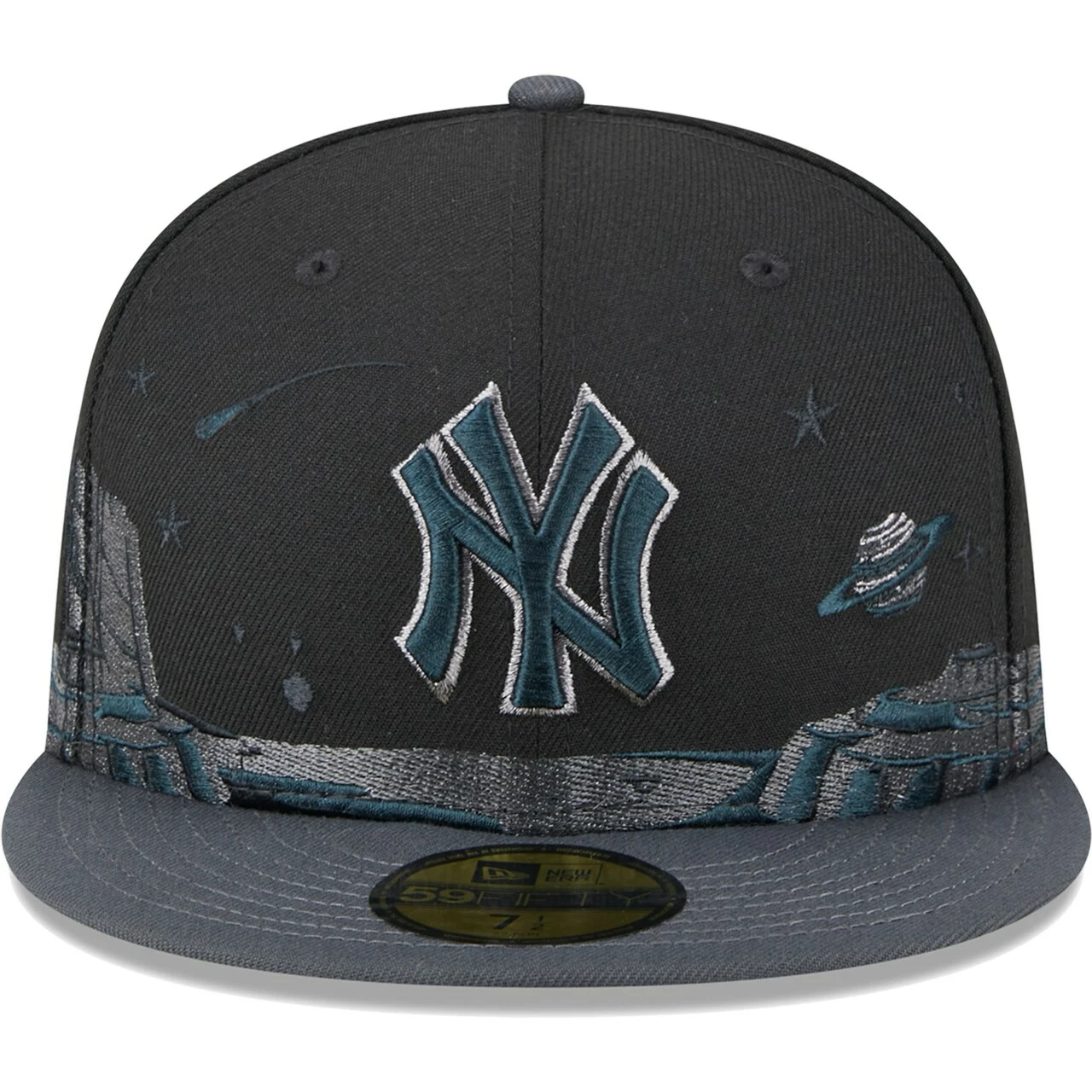 Men's New York Yankees New Era Black Planetary 59FIFTY Fitted Hat - Image 2