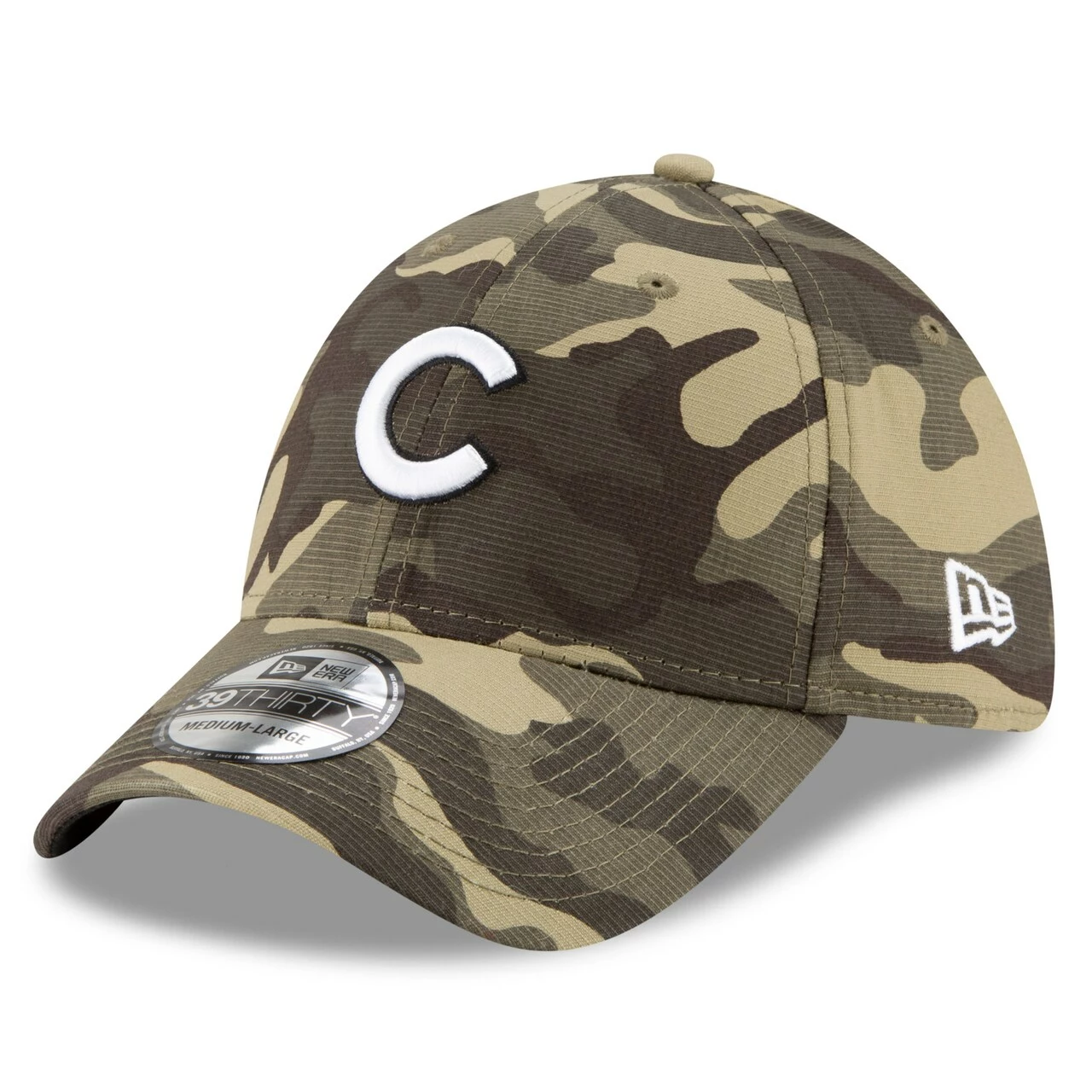 Men's Chicago Cubs New Era Camo 2021 Armed Forces Day 39THIRTY Flex Hat - Image 3