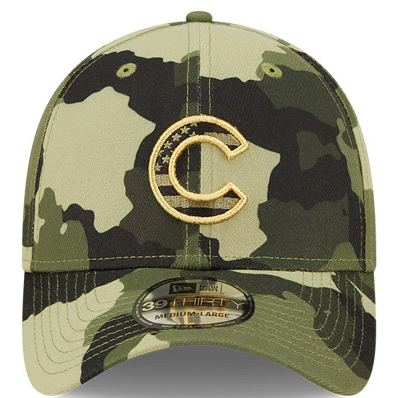 Men's Chicago Cubs New Era Camo 2022 Armed Forces Day 39THIRTY Flex Hat - Image 2