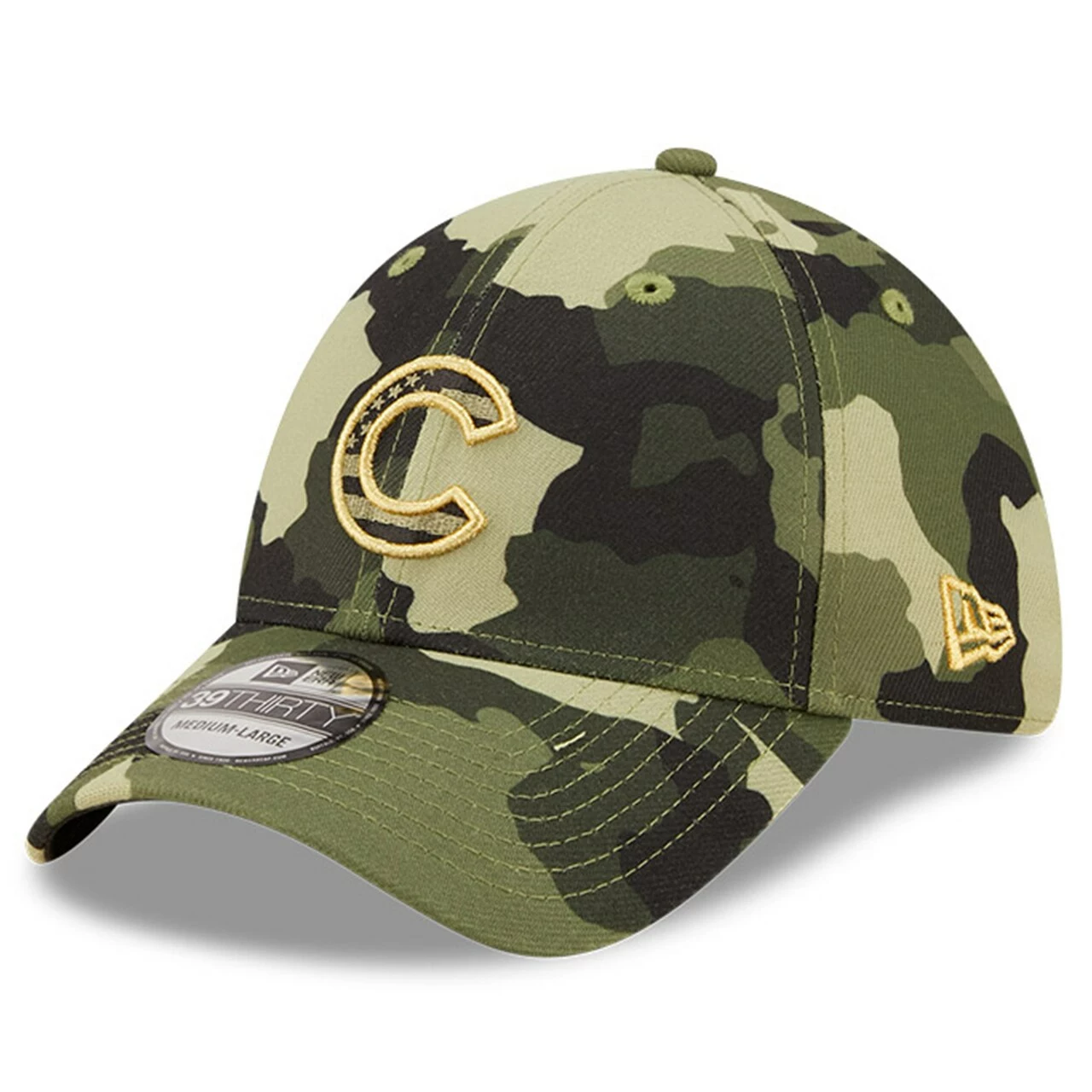 Men's Chicago Cubs New Era Camo 2022 Armed Forces Day 39THIRTY Flex Hat - Image 3