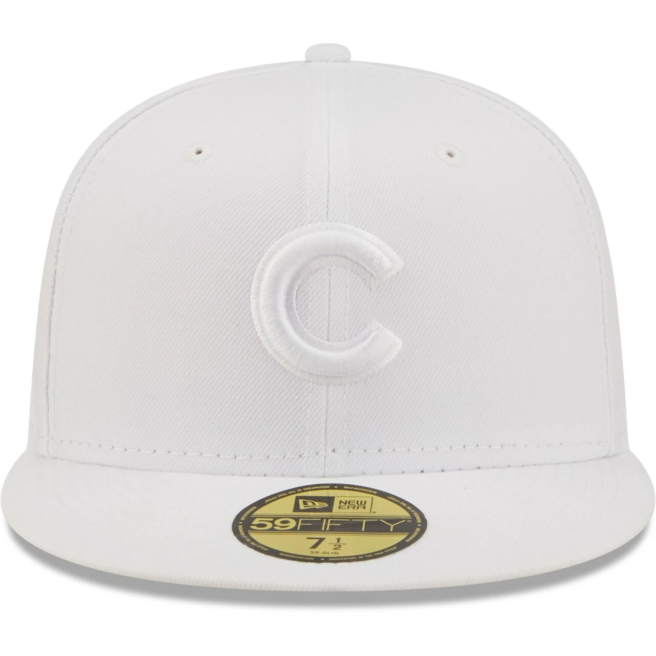 Men's Chicago Cubs New Era White On White 59FIFTY Fitted Hat - Image 2