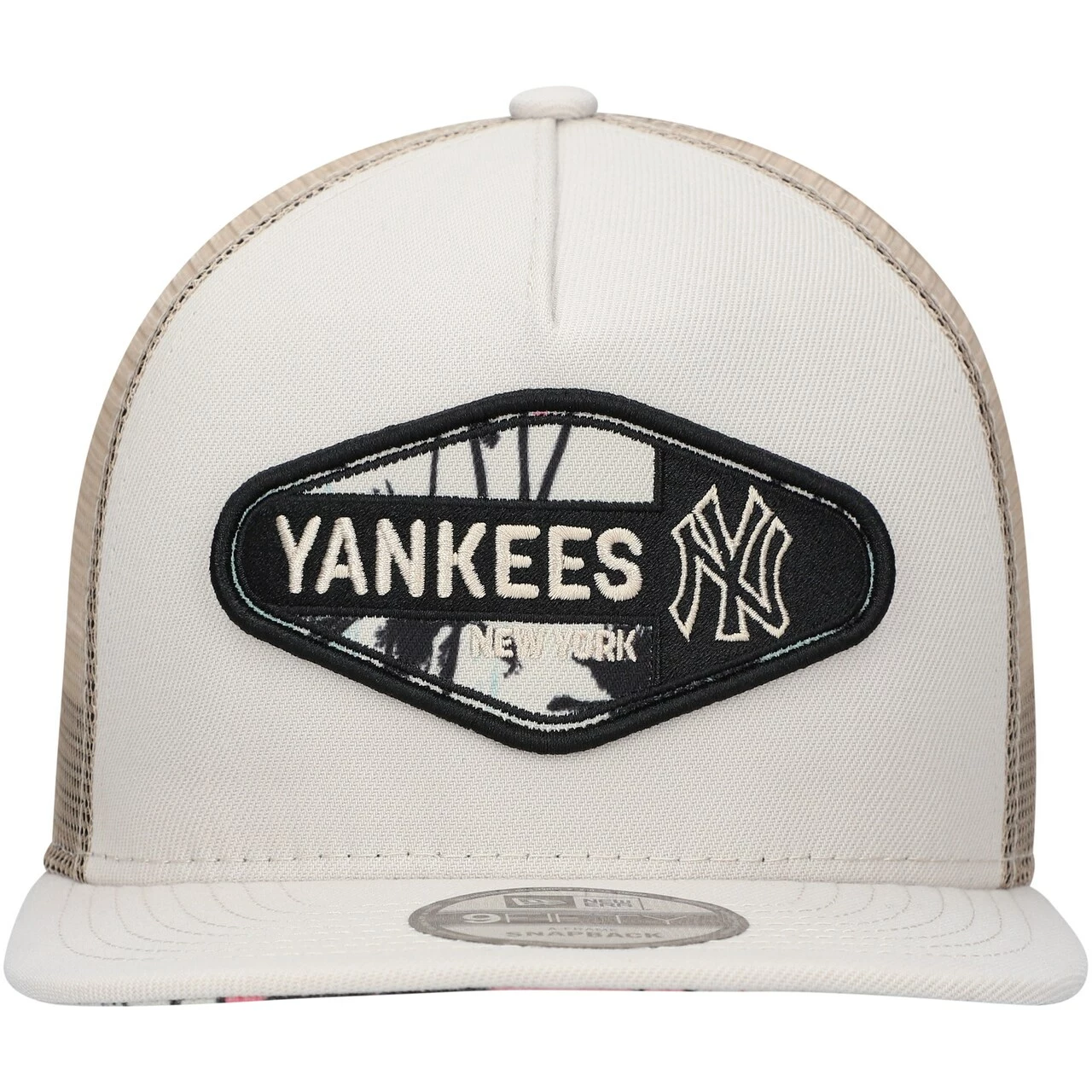 Men's New York Yankees New Era Natural Retro Beachin' Patch A-Frame Trucker 9FIFTY Snapback Hat - Image 2
