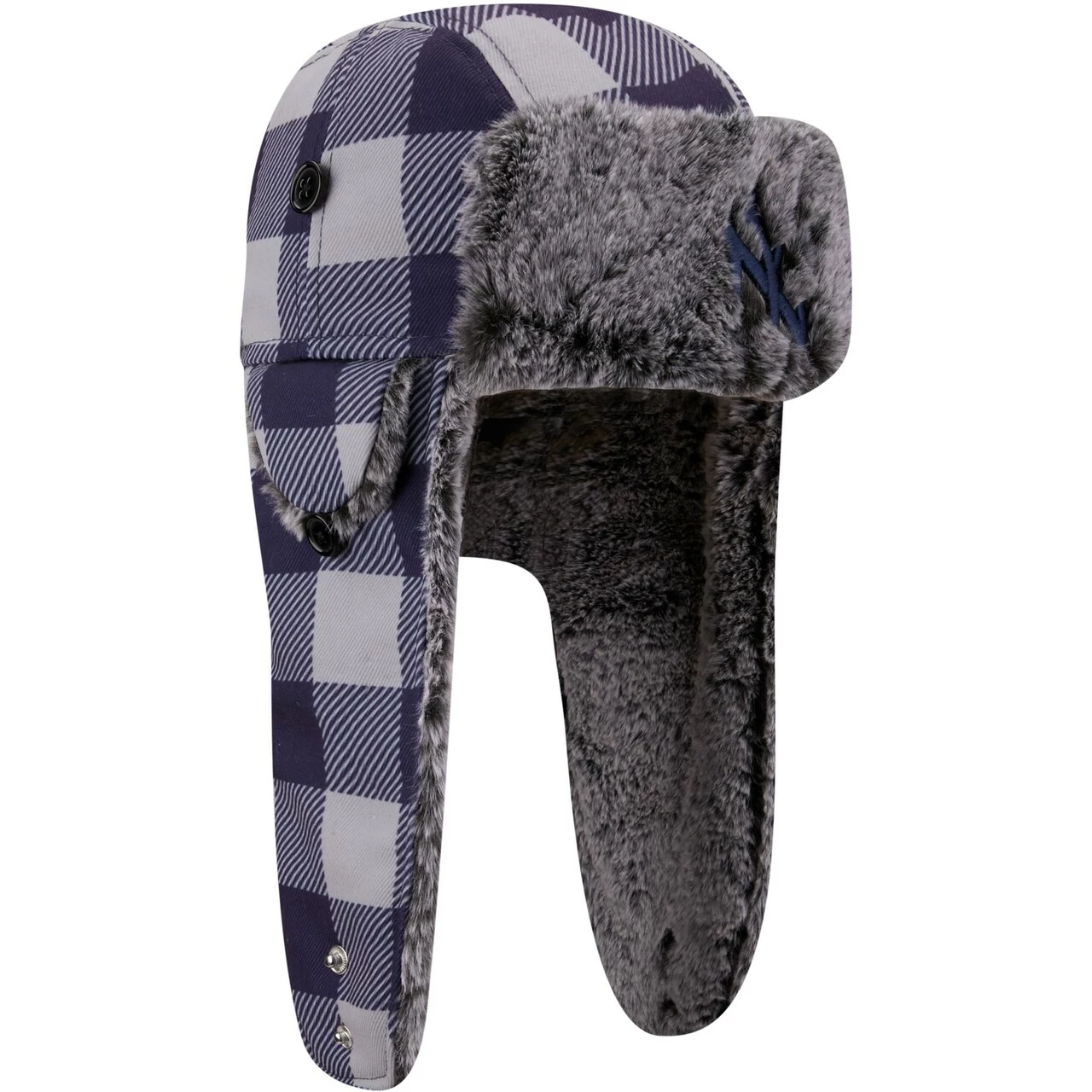 Men's New York Yankees New Era Navy Buffalo Plaid Trapper Hat - Image 3