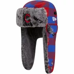 Men's Chicago Cubs New Era Royal Buffalo Plaid Trapper Hat