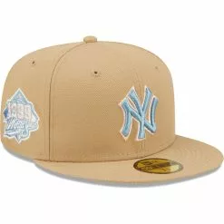 Men's New York Yankees New Era Tan 1999 World Series Sky Blue Undervisor 59FIFTY Fitted Hat