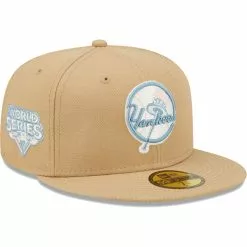 Men's New York Yankees New Era Tan 2009 World Series Sky Blue Undervisor 59FIFTY Fitted Hat