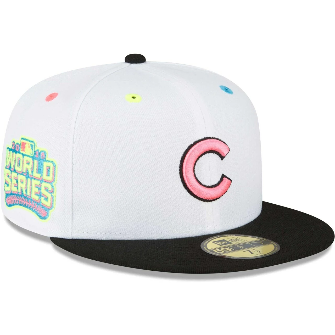 Men's Chicago Cubs New Era White Neon Eye 59FIFTY Fitted Hat