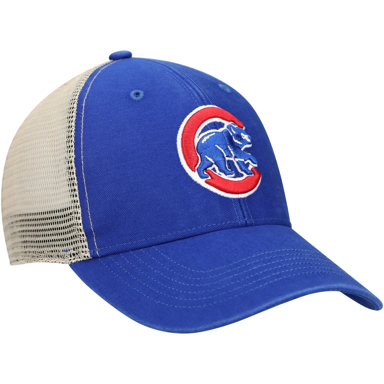 Men's Chicago Cubs '47 Royal/Natural Logo Flagship Washed MVP Trucker Snapback Hat - Image 3