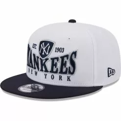 Men's New York Yankees New Era White/Navy Crest 9FIFTY Snapback Hat