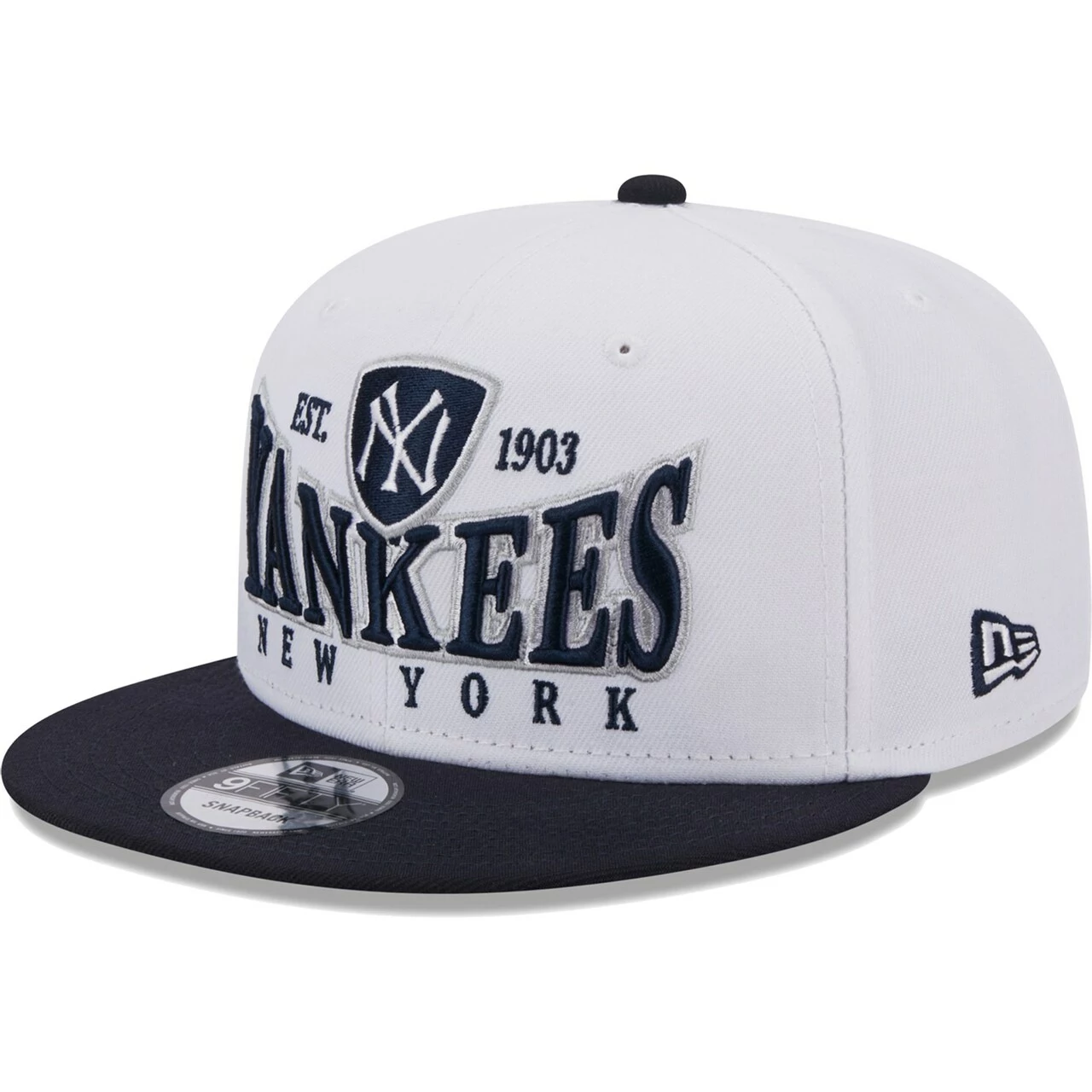 Men's New York Yankees New Era White/Navy Crest 9FIFTY Snapback Hat