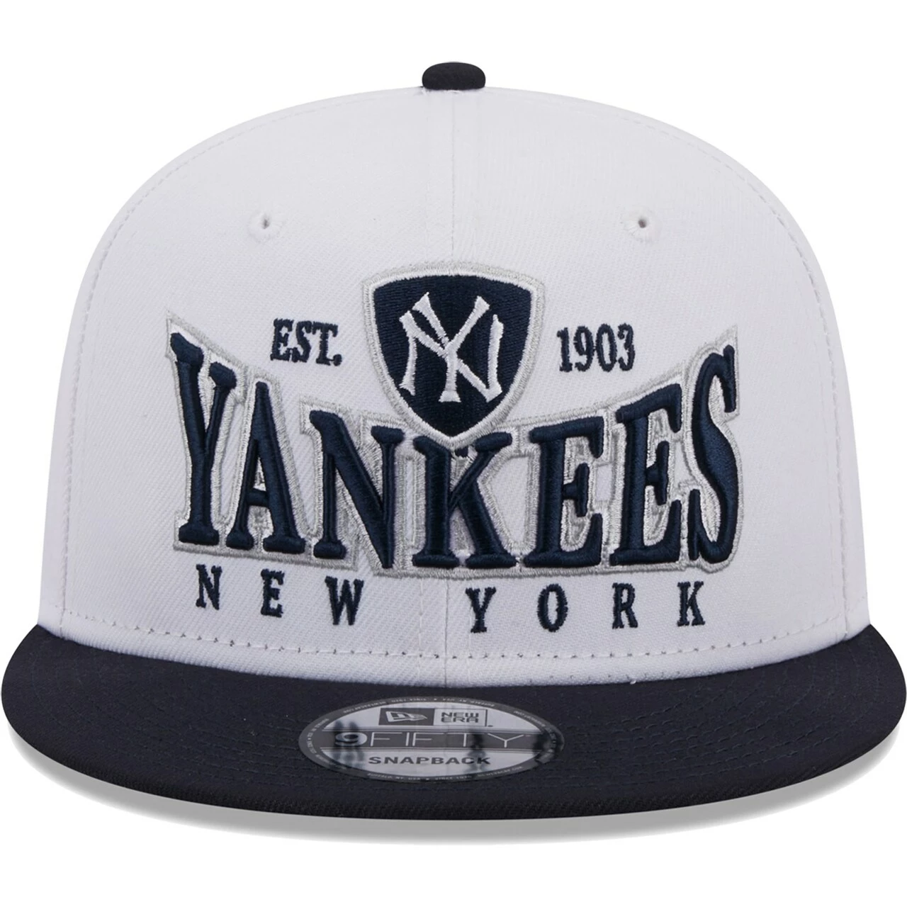 Men's New York Yankees New Era White/Navy Crest 9FIFTY Snapback Hat - Image 2
