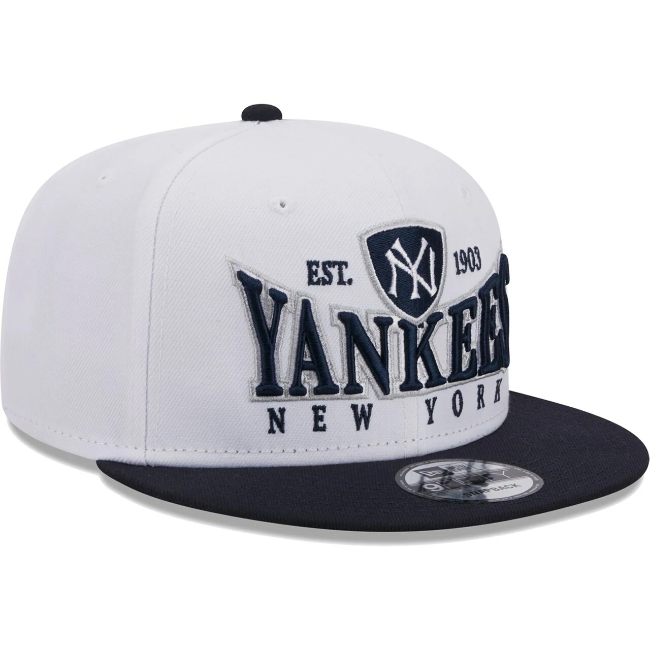 Men's New York Yankees New Era White/Navy Crest 9FIFTY Snapback Hat - Image 3