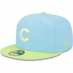 Men's Chicago Cubs New Era Light Blue/Neon Green Spring Color Two-Tone 59FIFTY Fitted Hat