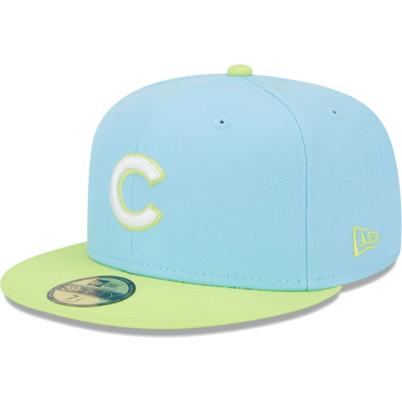 Men's Chicago Cubs New Era Light Blue/Neon Green Spring Color Two-Tone 59FIFTY Fitted Hat