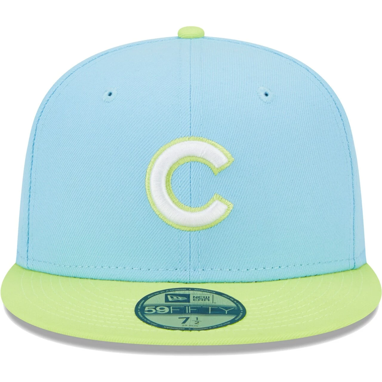 Men's Chicago Cubs New Era Light Blue/Neon Green Spring Color Two-Tone 59FIFTY Fitted Hat - Image 2