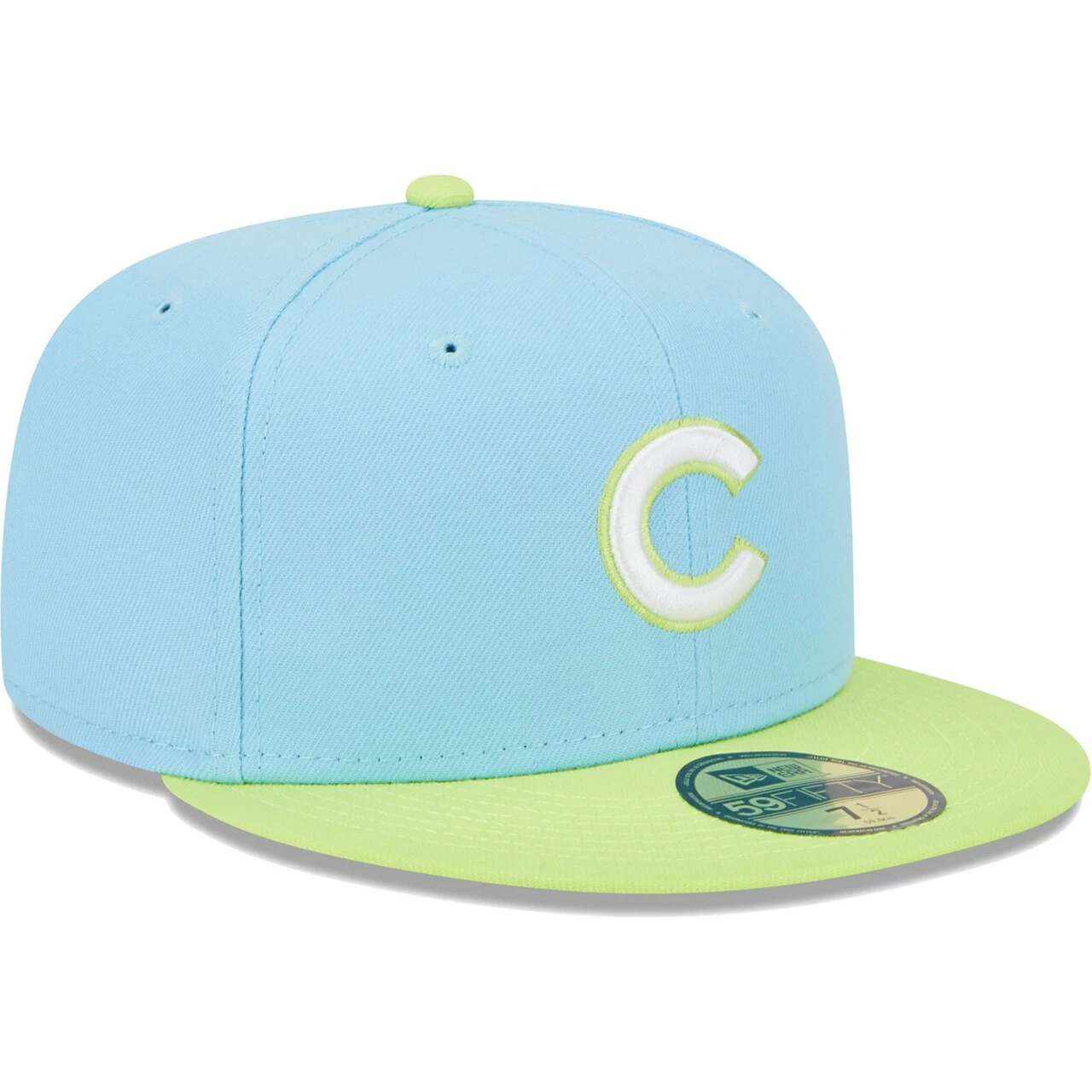 Men's Chicago Cubs New Era Light Blue/Neon Green Spring Color Two-Tone 59FIFTY Fitted Hat - Image 3