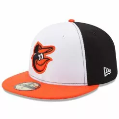 Men's Baltimore Orioles New Era White/Orange Home Authentic Collection On-Field 59FIFTY Fitted Hat