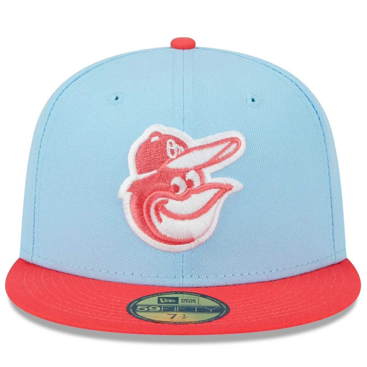 Men's Baltimore Orioles New Era Light Blue/Red Spring Color Two-Tone 59FIFTY Fitted Hat - Image 2