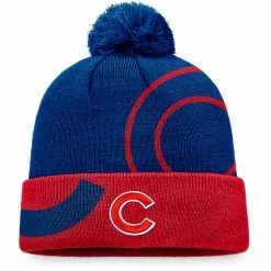 Men's Chicago Cubs Fanatics Branded Royal/Red Block Party Cuffed Knit Hat With Pom