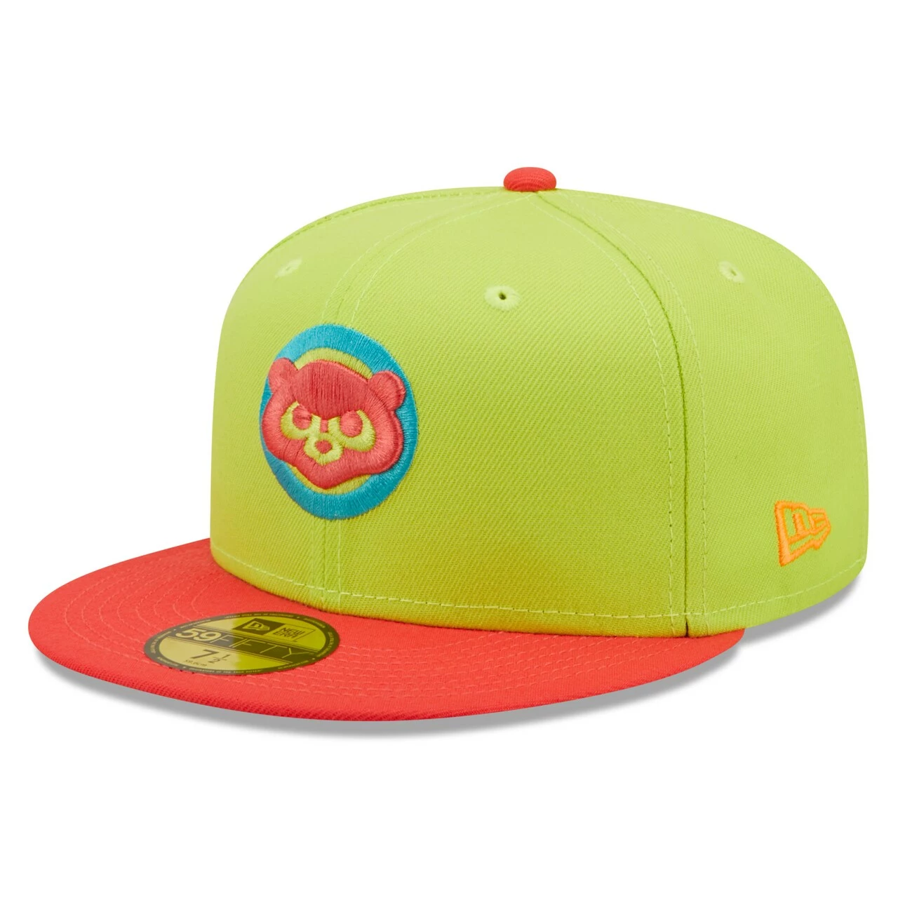 Men's Chicago Cubs New Era Green/Red Cyber Highlighter 59FIFTY Fitted Hat - Image 3